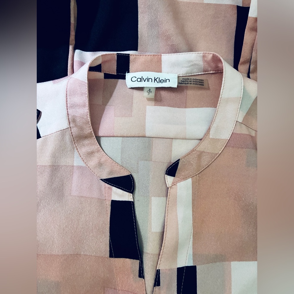 Calvin Klein Pink and Black Geometric Blouse - Picture 8 of 8